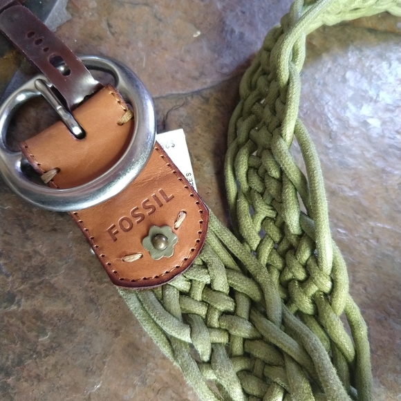 nwt FOSSIL woven green fabric belt S - Picture 6 of 6